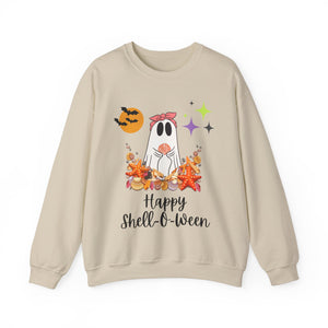 Happy Shell-O-Ween Halloween Women's Beach Sweatshirt for Shell Collectors and Beach Lovers