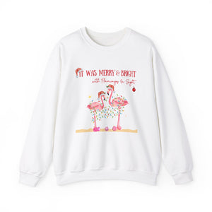 Christmas Flamingo Women's Beach Sweatshirt, Flamingo Lover Shirt, Pink Flamingo Christmas Shirt