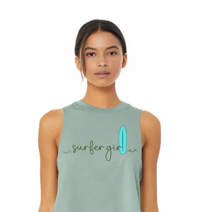 Surfer Girl Racerback Crop Tank Ladies T-Shirt