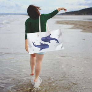 Whale Shark Beach Bag, Girls Trip Weekender Bag, Shark Tote Bag, Upscale Beach Bag