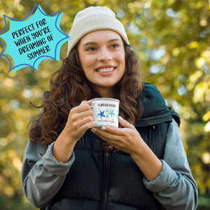 Starfish and Sea Glass Beach Themed White Enamel Mug