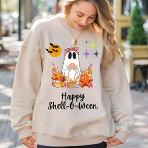 Happy Shell-O-Ween Halloween Women's Beach Sweatshirt for Shell Collectors and Beach Lovers