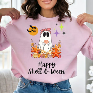 Happy Shell-O-Ween Halloween Women's Beach Sweatshirt for Shell Collectors and Beach Lovers