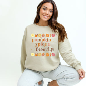 Pumpkin Spice and Ocean Life Women's Beach Sweatshirt