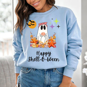 Happy Shell-O-Ween Halloween Women's Beach Sweatshirt for Shell Collectors and Beach Lovers