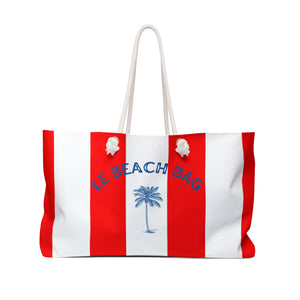 LE BEACH BAG WEEKENDER BAG - STRIPED BEACH BAG WITH PALM TREE DESIGN AND HIDDEN MESSAGE