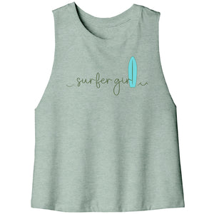 Surfer Girl Racerback Crop Tank Ladies T-Shirt
