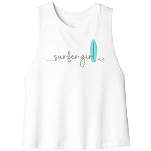 Surfer Girl Racerback Crop Tank Ladies T-Shirt