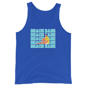 A GUY'S GUY MENS' BEACH TANK TOP ๐ณ๏ธโ๐ "BEACH BABE SITTING ON BEACH"