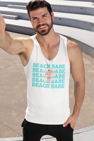 A GUY'S GUY MEN'S BEACH T-SHIRT 🏳️🌈 " BEACH BABE TANNING ON TOWEL"