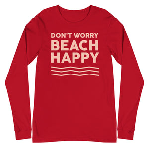Don't Worry Beach Happy Women's Long Sleeve Beach Shirt