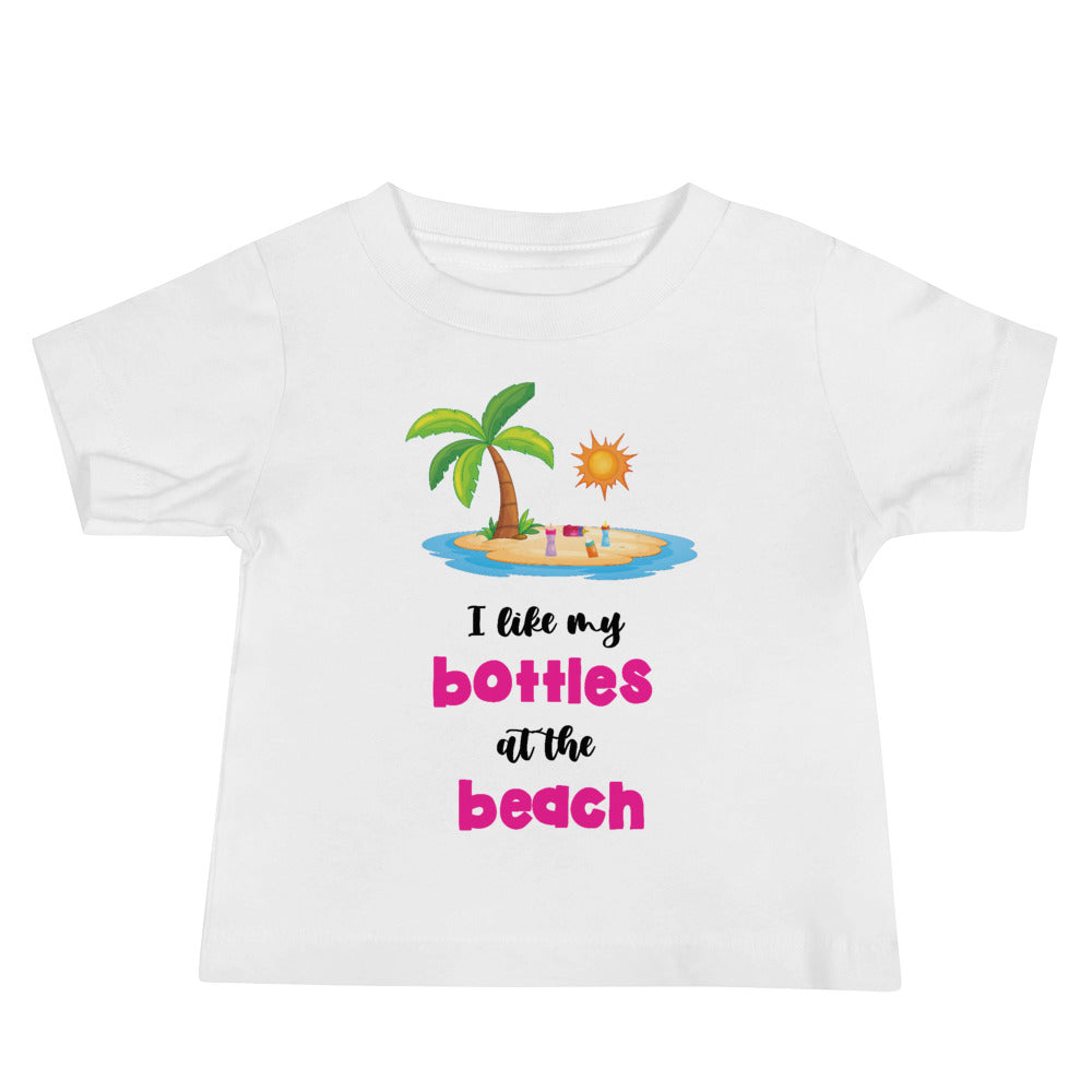 I Like My Bottles At The Beach Baby Girls' Beach T-Shirt - Super Beachy