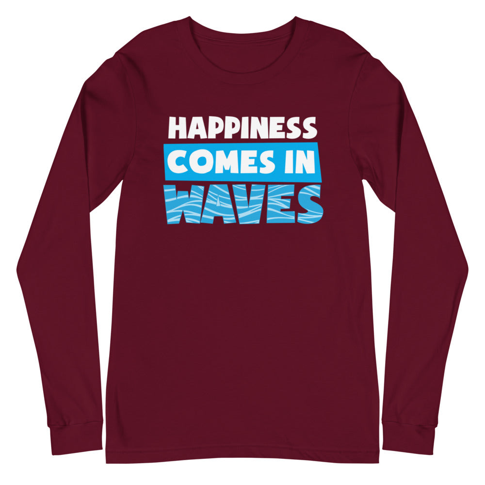 Happiness Comes in Waves Men's Long Sleeve Beach Shirt - Super Beachy