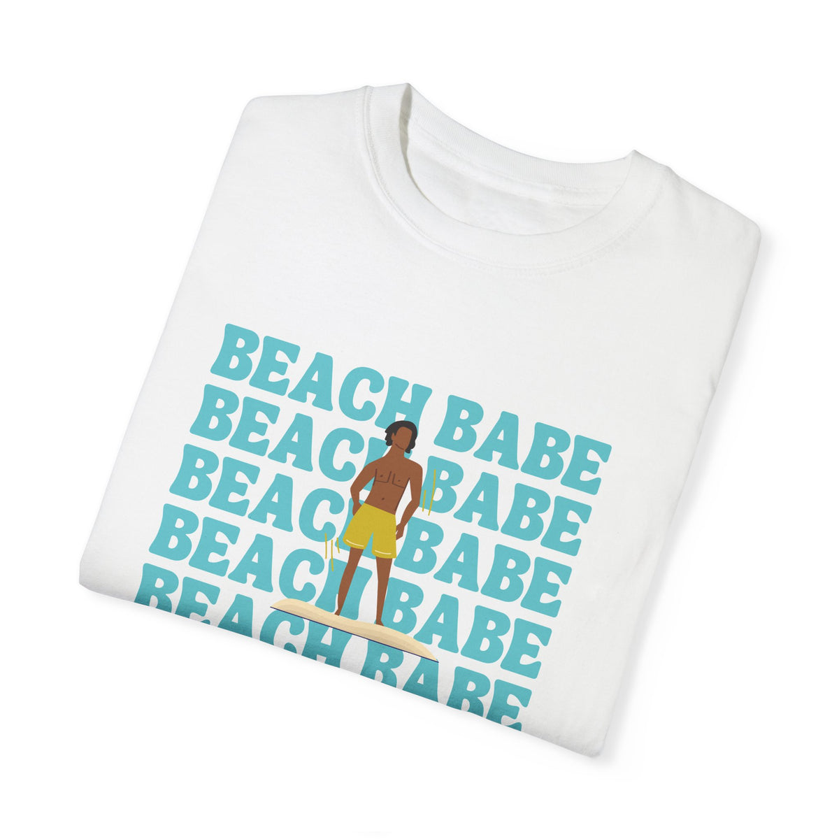 A Guy's Guy Men's Beach T-Shirt "Beach Babe Swim Trunks "