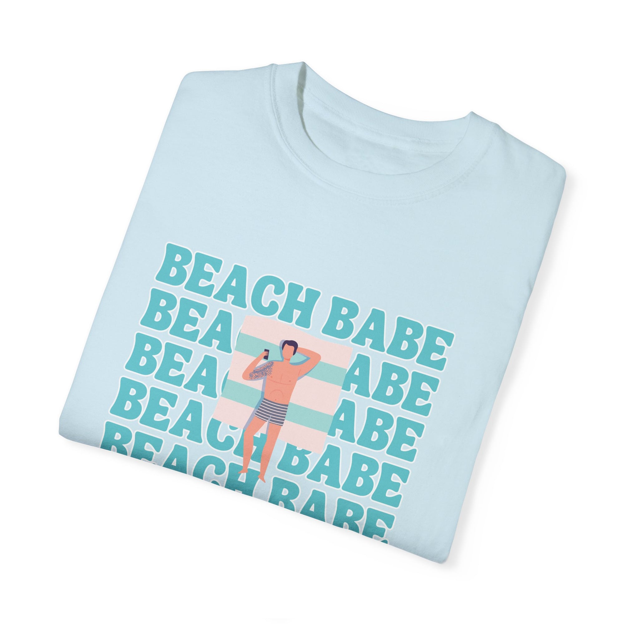 A Guy's Guy Men's Beach T-Shirt 🏳️‍🌈 "  Beach Babe Tanning on Towel"