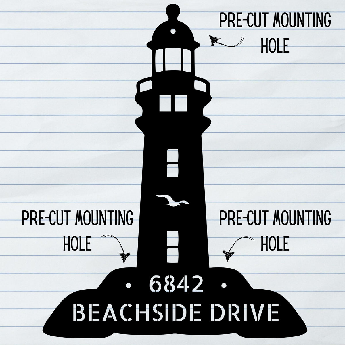 Welcoming Personalized Lighthouse Address Sign -  Metal Beach House Vacation Wall Art