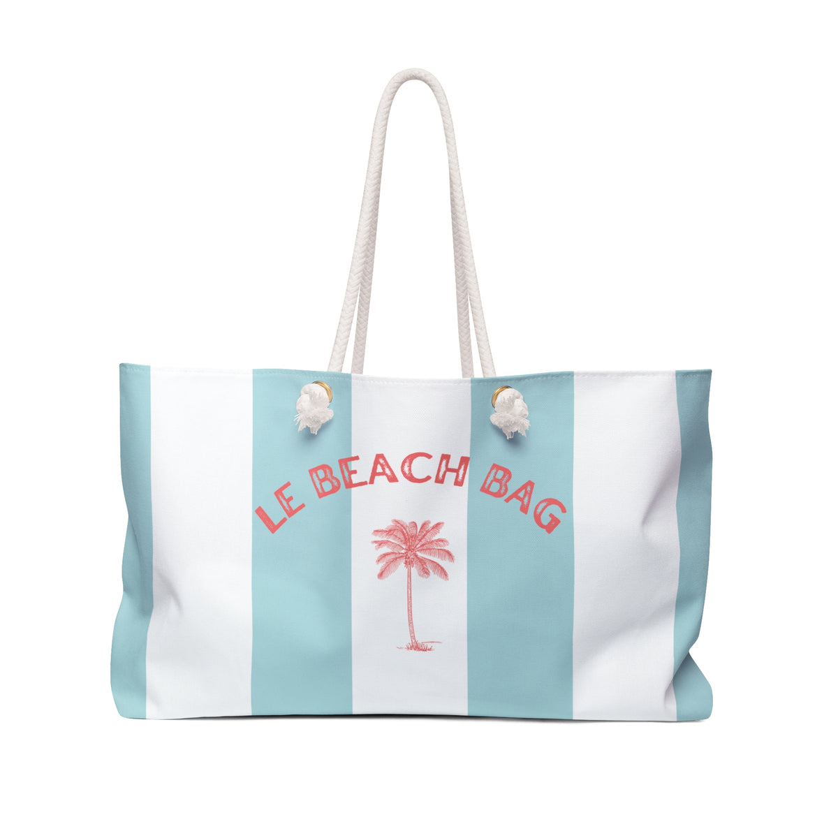 LE BEACH BAG WEEKENDER BAG - STRIPED BEACH BAG WITH PALM TREE DESIGN AND HIDDEN MESSAGE
