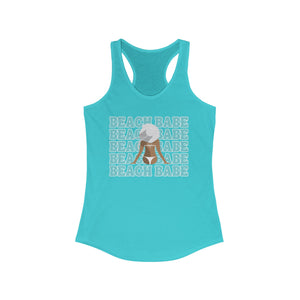 Beach Babe in Bikini with Floppy Sun Hat Women's Racerback Beach Tank Top