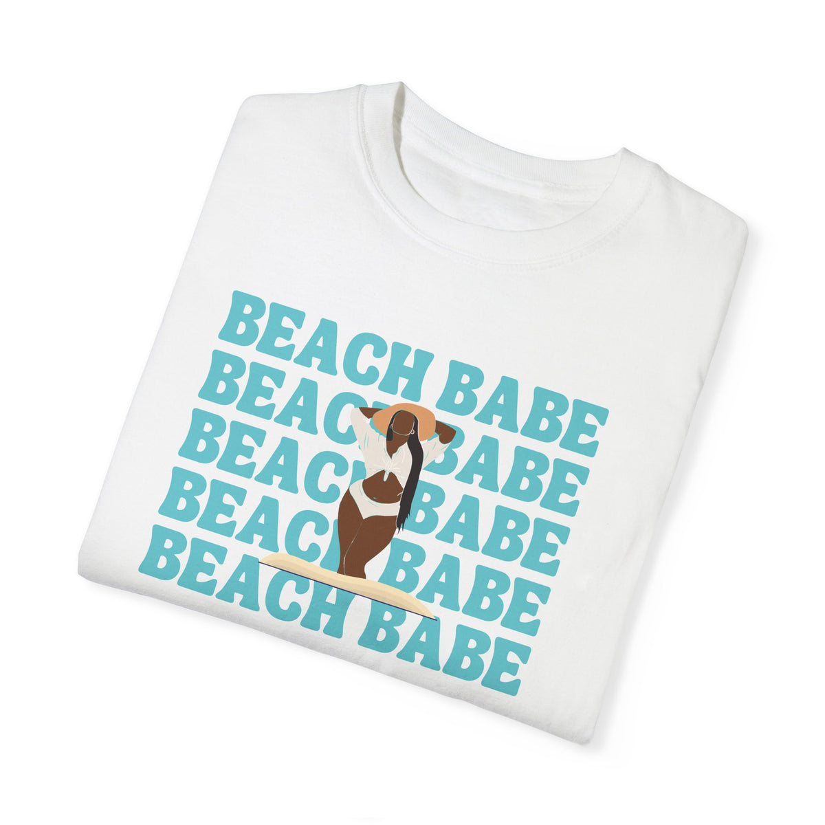 Beach Babe in Swim Suit with Sun Hat  Women's Beach T-Shirt