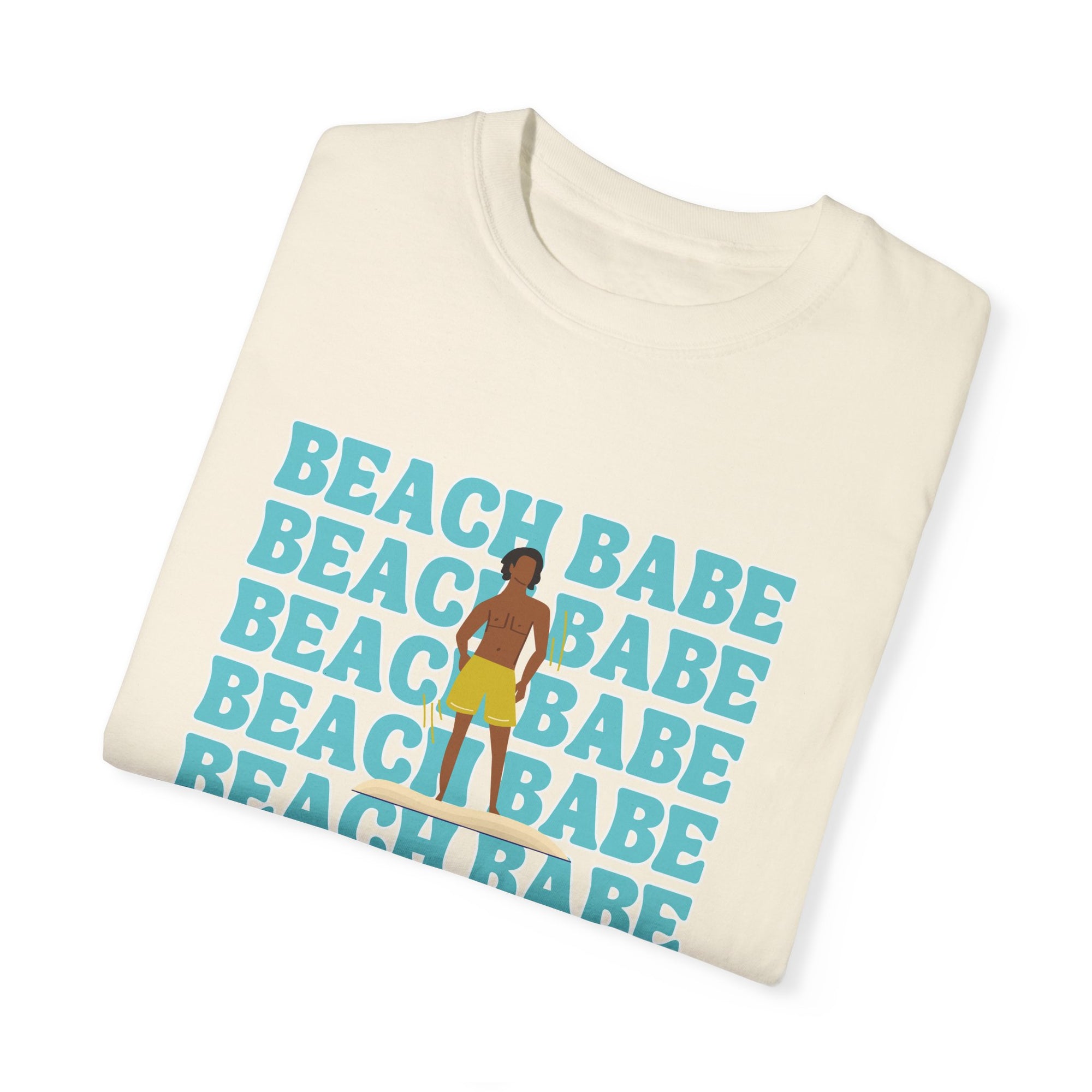 A Guy's Guy Men's Beach T-Shirt "Beach Babe Swim Trunks "