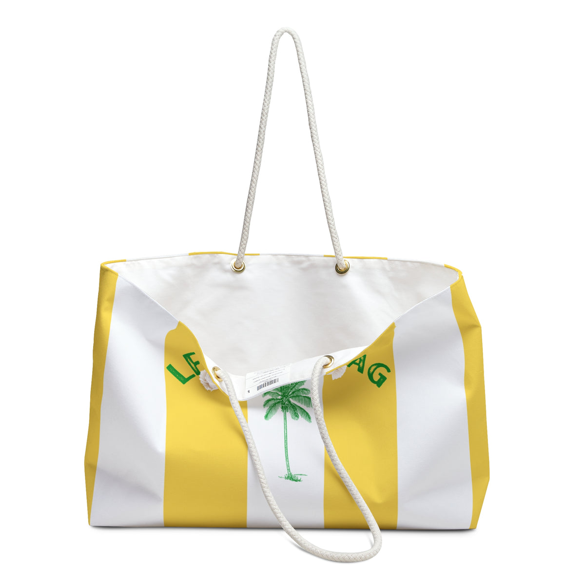 LE BEACH BAG WEEKENDER BAG - STRIPED BEACH BAG WITH PALM TREE DESIGN AND HIDDEN MESSAGE