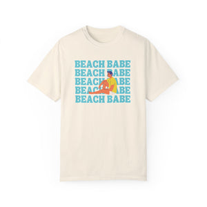 A Guy's Guy Mens' Beach T-Shirt 🏳️‍🌈 "Beach Babe Sitting on Beach"