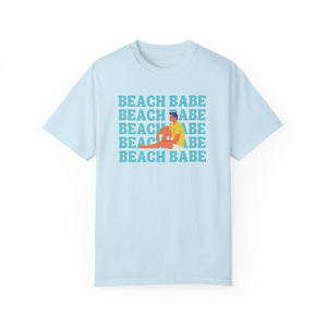 A Guy's Guy Mens' Beach T-Shirt 🏳️‍🌈 "Beach Babe Sitting on Beach"