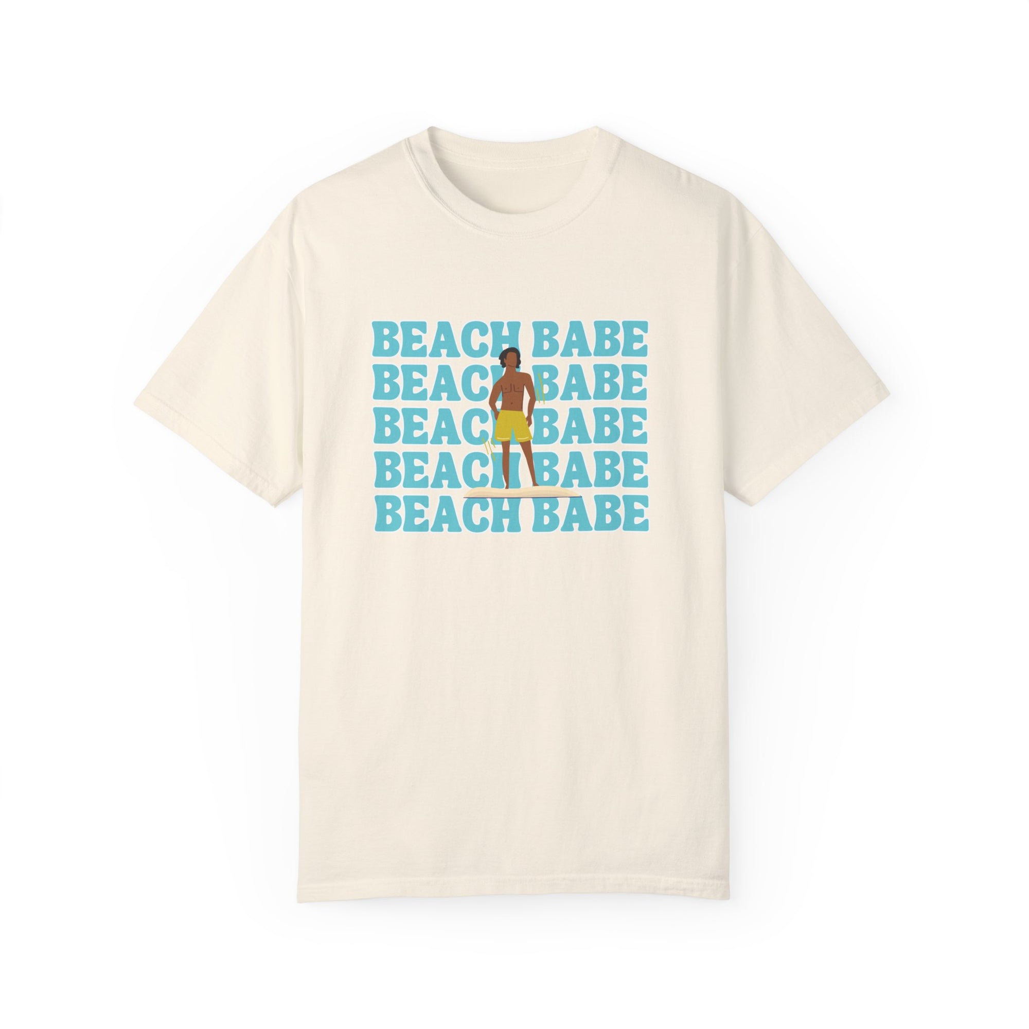 A Guy's Guy Men's Beach T-Shirt "Beach Babe Swim Trunks "