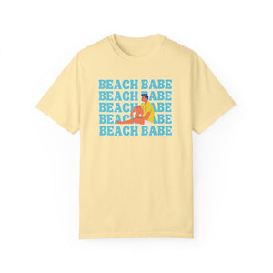 A Guy's Guy Mens' Beach T-Shirt 🏳️‍🌈 "Beach Babe Sitting on Beach"