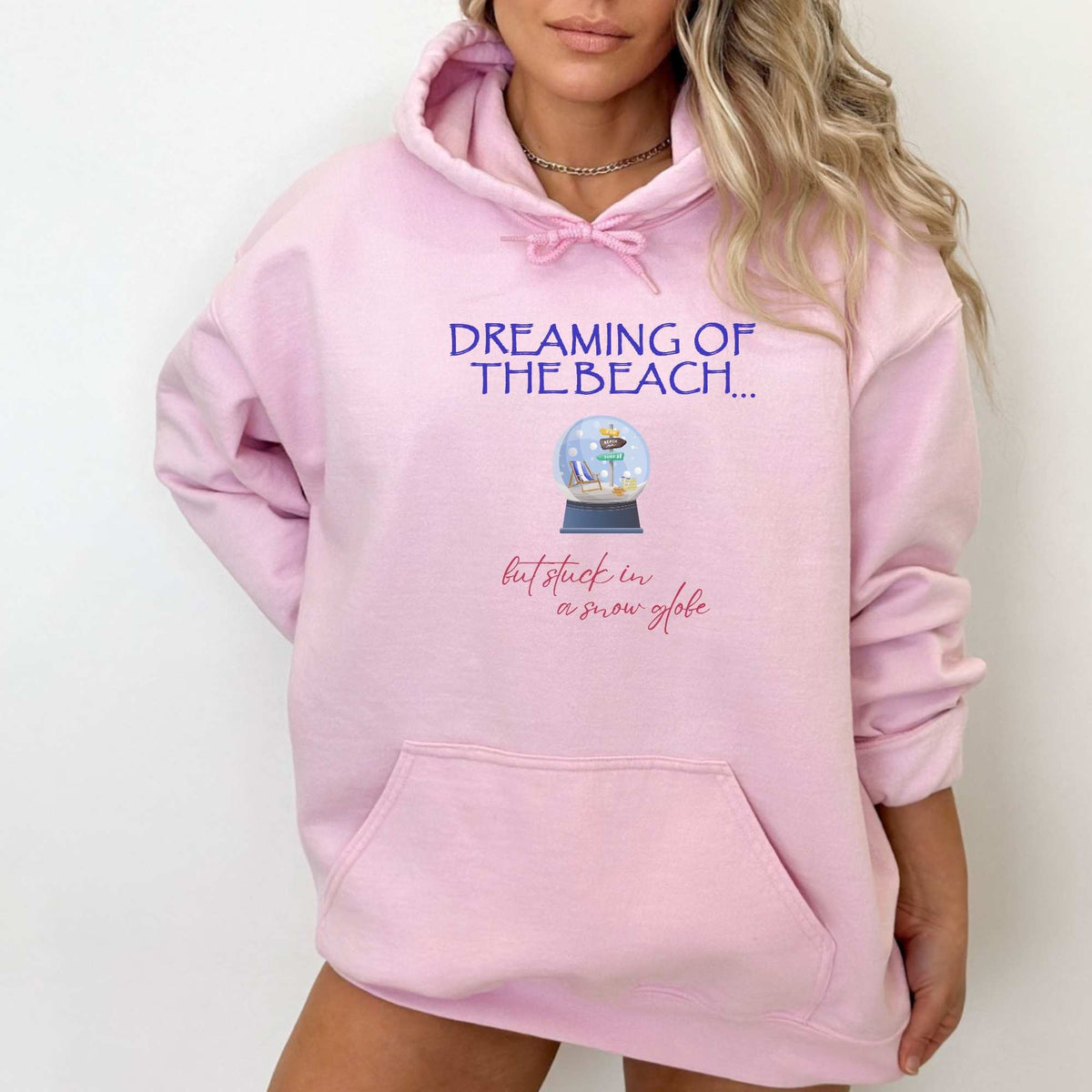 Dreaming of The Beach But Stuck in a Snow Globe Women's Beach Hoodie
