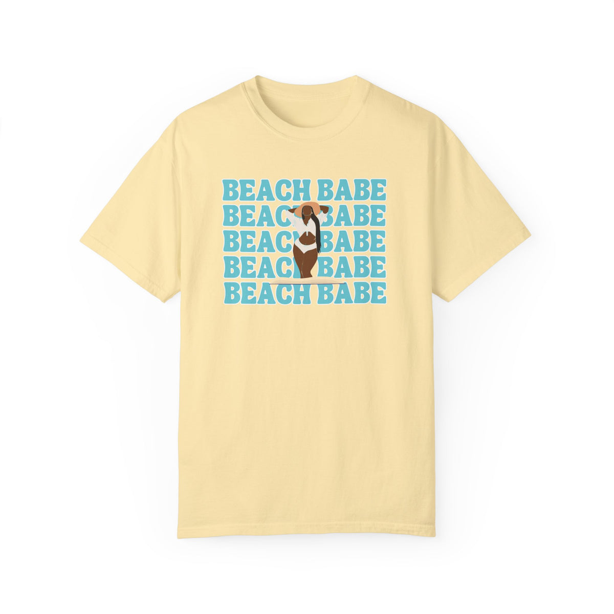 Beach Babe in Swim Suit with Sun Hat  Women's Beach T-Shirt