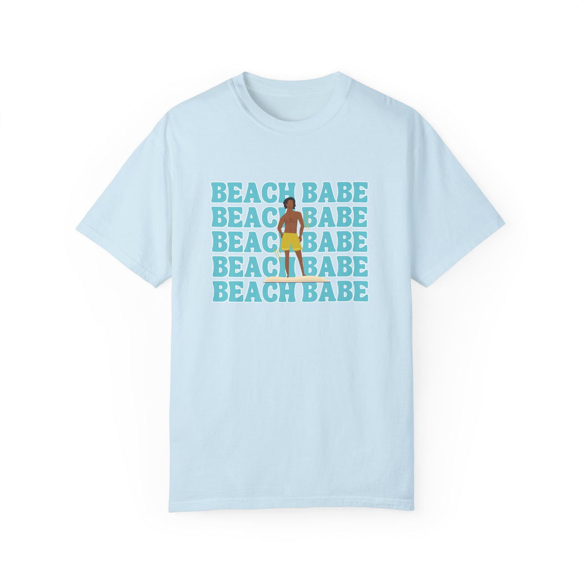 A Guy's Guy Men's Beach T-Shirt "Beach Babe Swim Trunks "