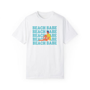 A Guy's Guy Mens' Beach T-Shirt 🏳️‍🌈 "Beach Babe Sitting on Beach"