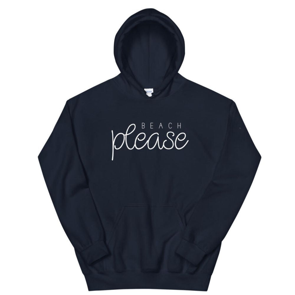 Navy blue Beach Please Womens Hoodie