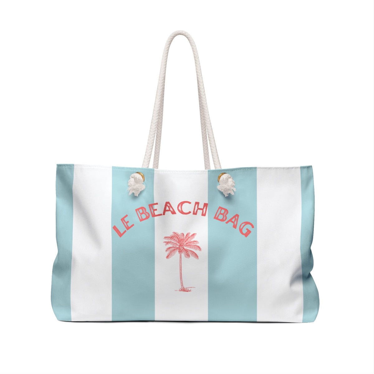 LE BEACH BAG WEEKENDER BAG - STRIPED BEACH BAG WITH PALM TREE DESIGN AND HIDDEN MESSAGE