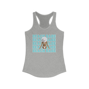 Beach Babe in Bikini with Floppy Sun Hat Women's Racerback Beach Tank Top