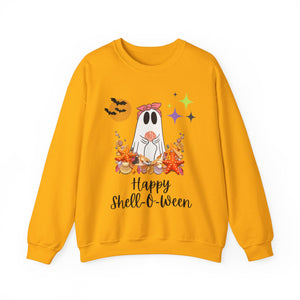Happy Shell-O-Ween Halloween Women's Beach Sweatshirt  for Shell Collectors and Beach Lovers