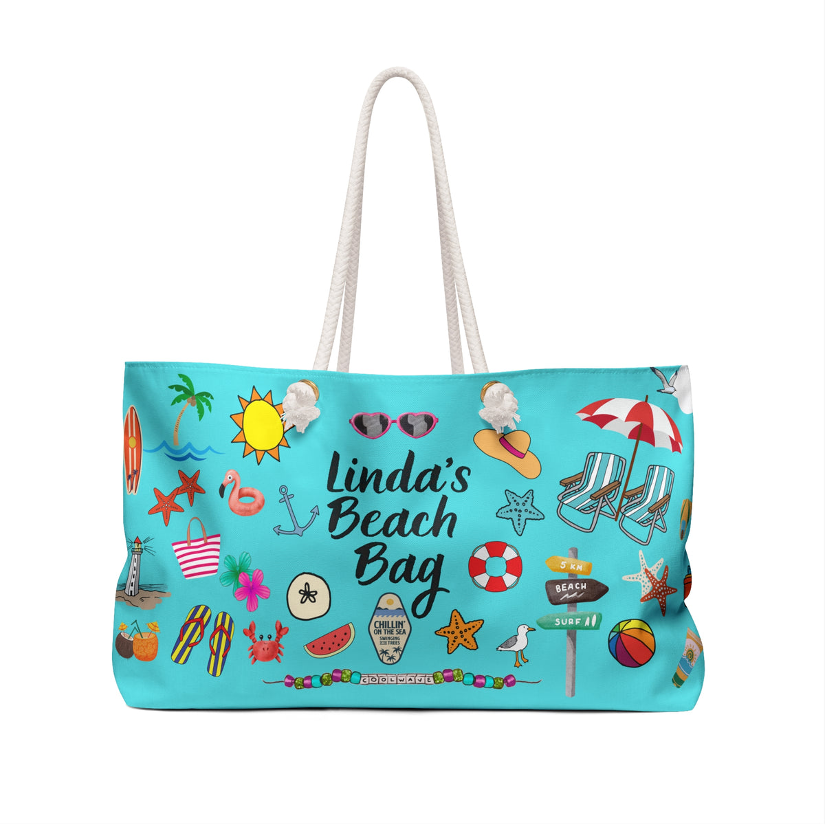 Personalized Nautical Rope Strap Fun in the Sun Weekender Bag - Free Shipping