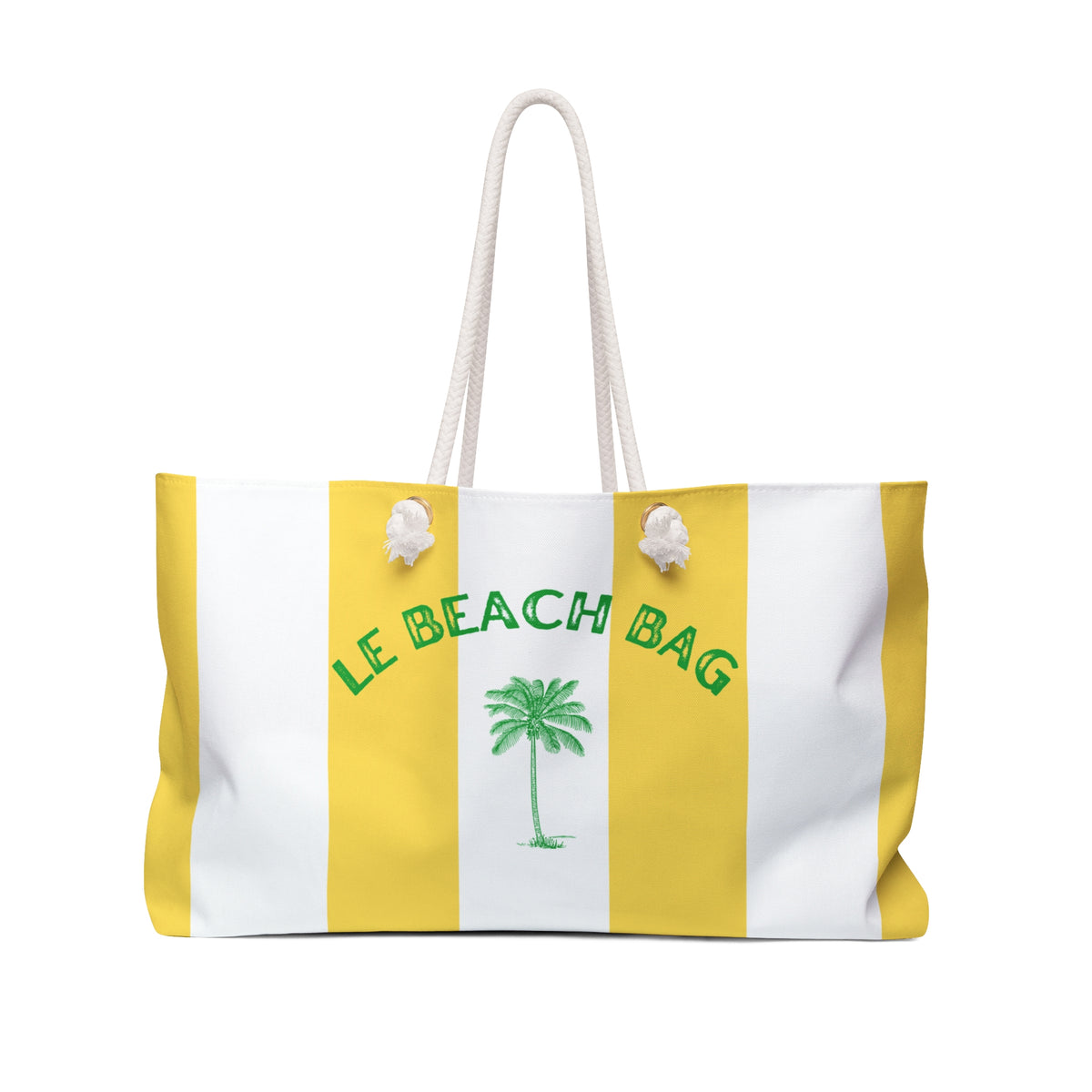 LE BEACH BAG WEEKENDER BAG - STRIPED BEACH BAG WITH PALM TREE DESIGN AND HIDDEN MESSAGE