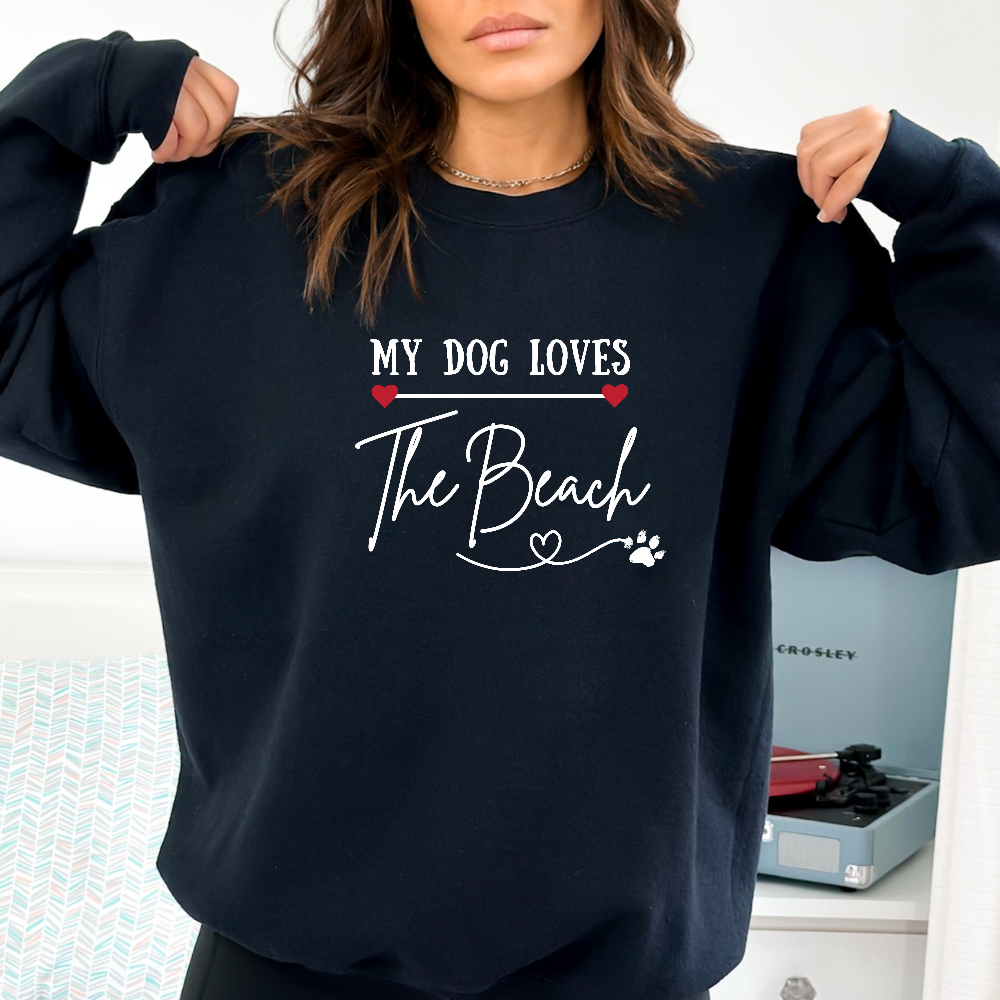 MY DOG LOVES THE BEACH WOMENS BEACH SWEATSHIRT
