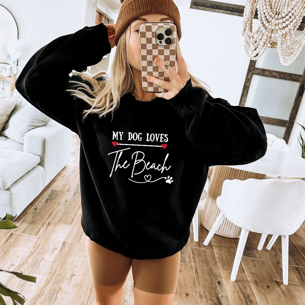 MY DOG LOVES THE BEACH WOMENS BEACH SWEATSHIRT