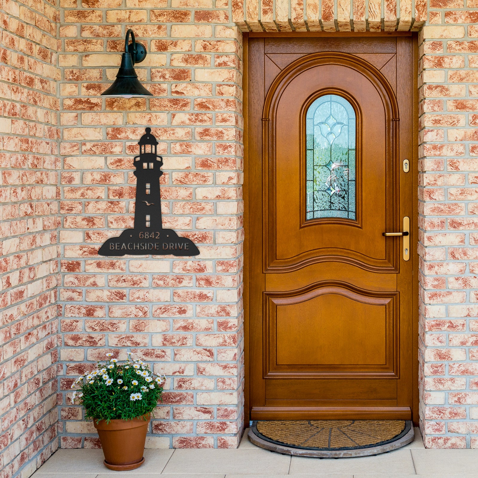 Welcoming Personalized Lighthouse Address Sign -  Metal Beach House Vacation Wall Art