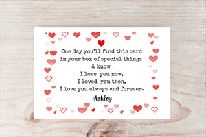 White Personalized Valentines Day I Love You Always Canvas Post Card