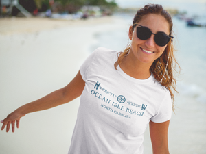 Ocean Isle Beach Longitude and Latitude Beach T-Shirt (With Free Standard Shipping)