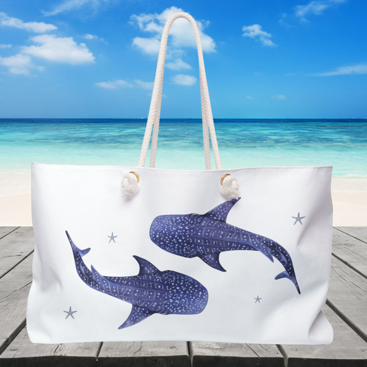 Whale Shark Beach Bag, Girls Trip Weekender Bag, Shark Tote Bag, Upscale Beach Bag