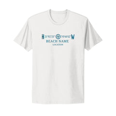 Custom Longitude and Latitude Beach T-Shirt (With Free Standard Shipping)