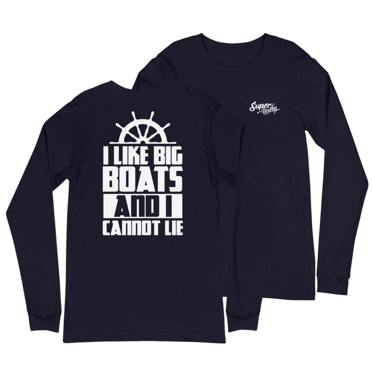 I Like Big Boats And I Cannot Lie Men's Long Sleeve Beach Shirt