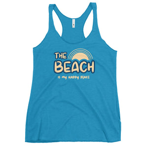 The Beach Is My Happy Place Women's Racerback Beach Tank Top - Super Beachy