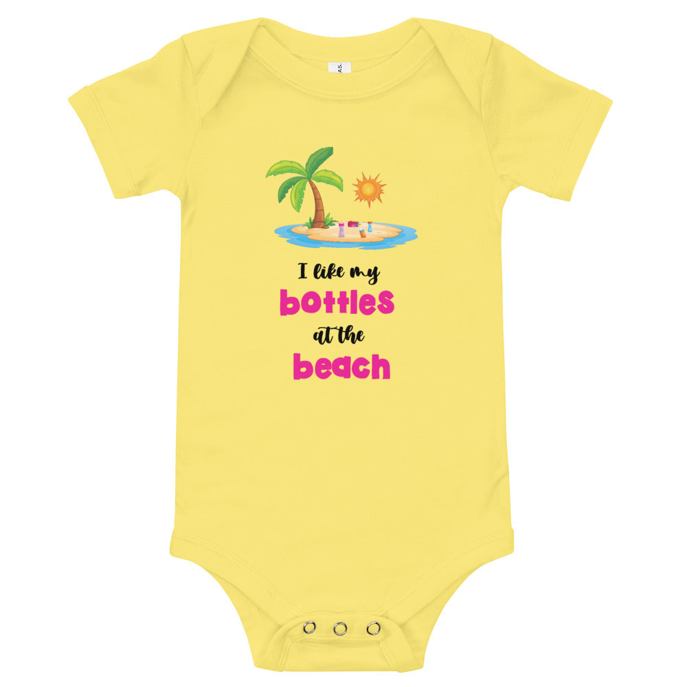 I Like My Bottles At The Beach Baby Girls' Onesie - Super Beachy
