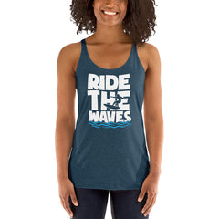 Ride The Waves Women's Racerback Beach  Tank Top